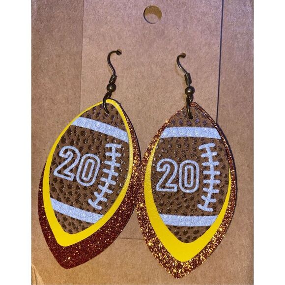 None Jewelry - ☀️3/$9☀️ Football Faux Leather and Glitter Dangle Earrings